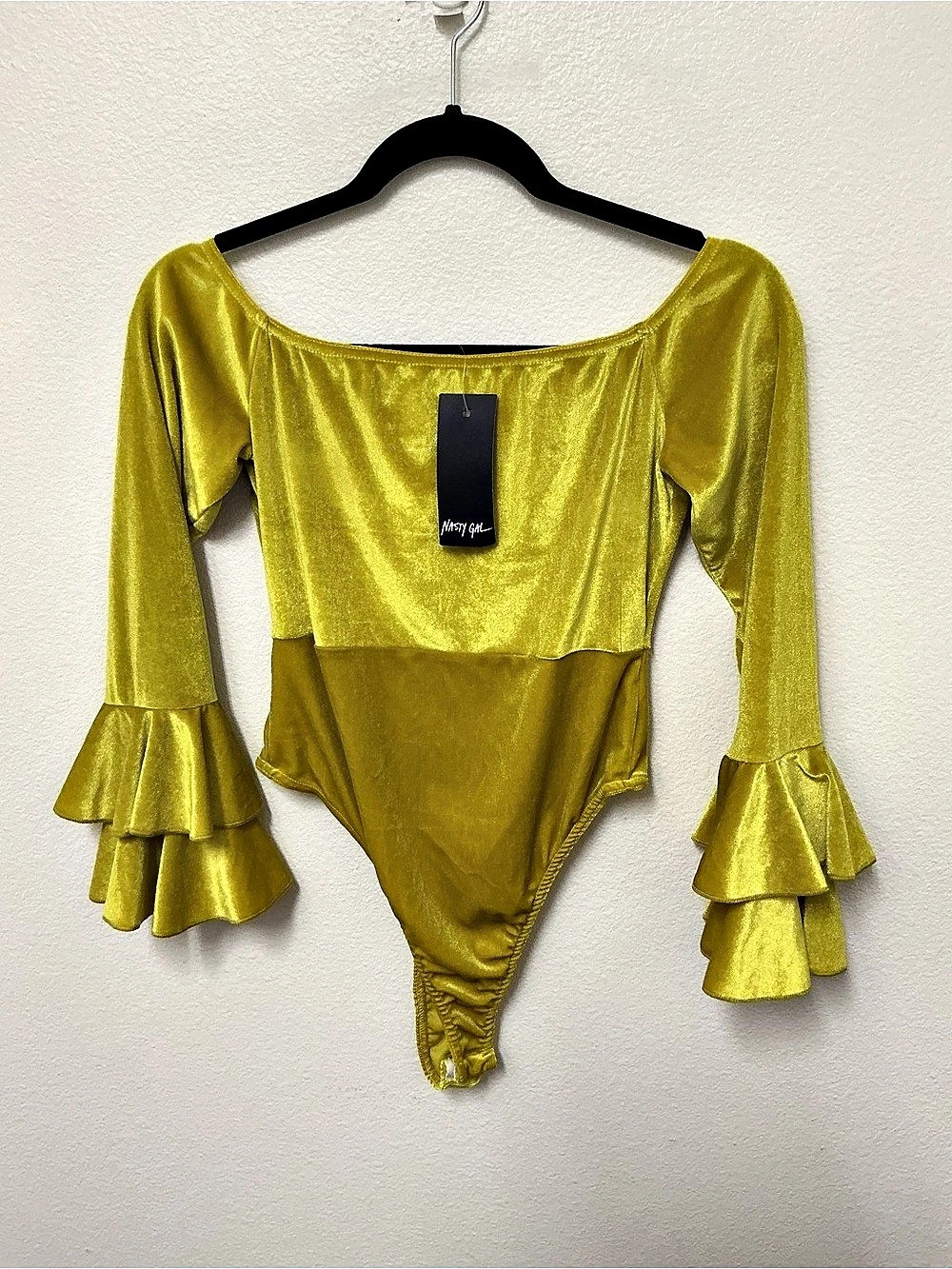 Nasty Gal Double Ruffle Ladies Of The Night Bodysuit Ruffle Bodysuit in Yellow/8
